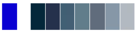 Imagem com variações de cores do azul ao cinza. 